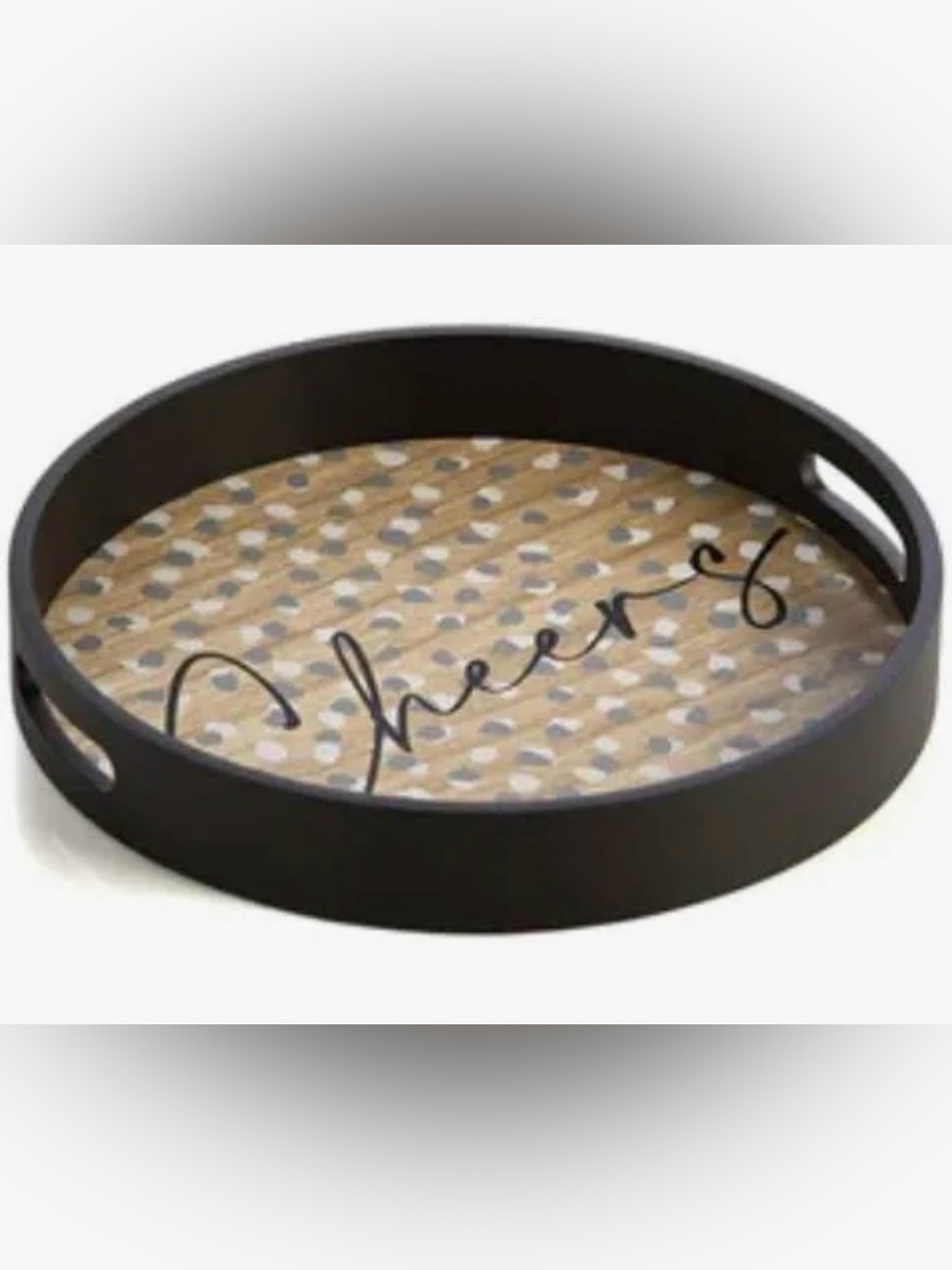 Shiraleah Decorative Black Rim 'Cheers' Accent Tray